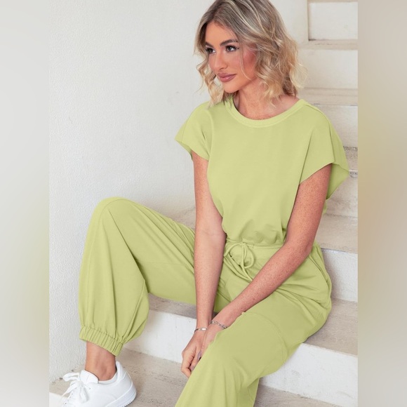 Casual One Piece Jumpsuits Loose Open Back Workout Onesie Outfits With Pockets - Picture 4 of 8